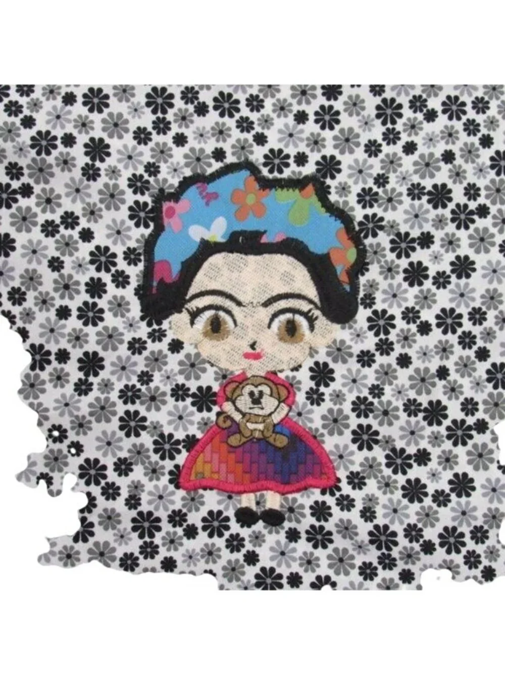 Craft Apron Mexican Artisan Little Frida Embroidered -One Size-zippered pocket - Picture 2 of 7